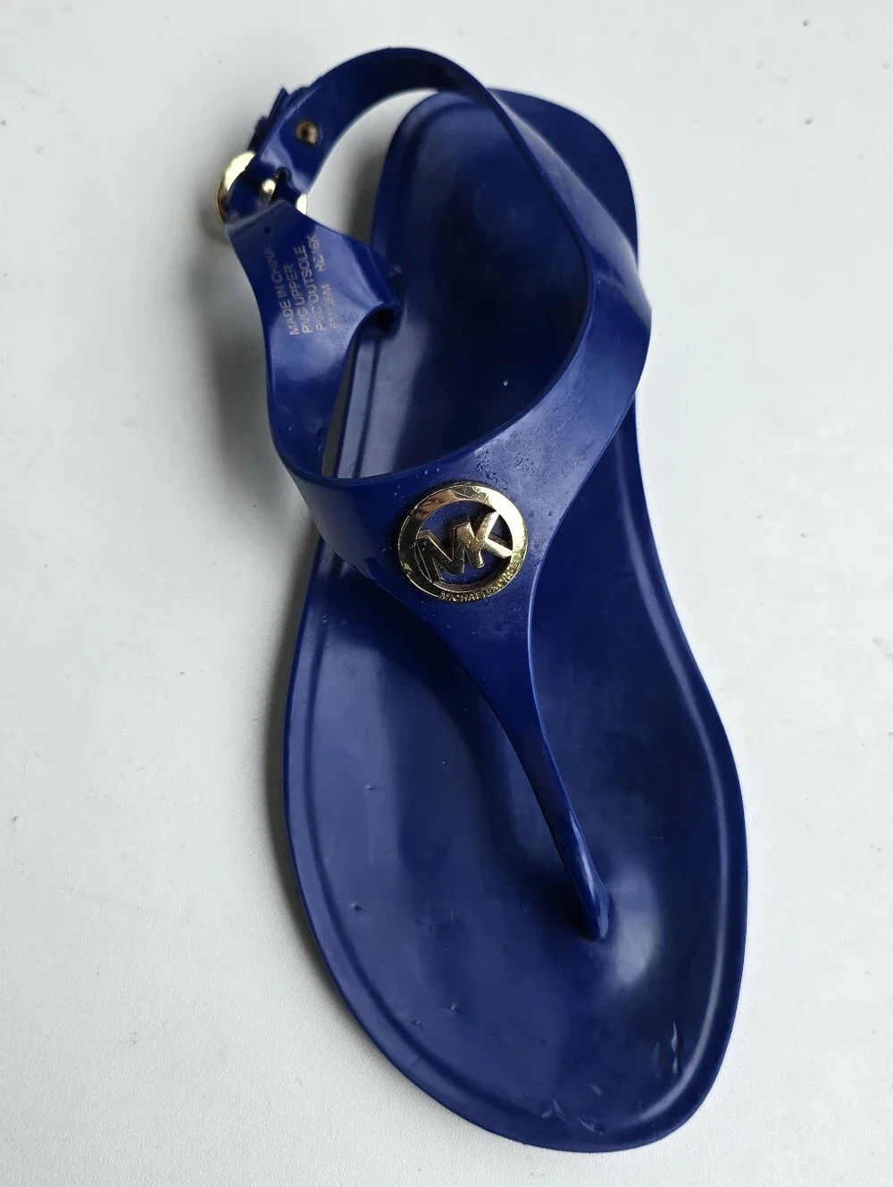 Michael Kors Sandals MK Logo Charm Thong LILLIE Jelly Flip Flop Blue size 6 sv24